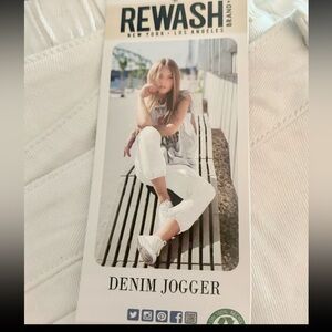•NWT Rewash Women’s Jogger Vintage Stretch High Rise Size 7/28 White